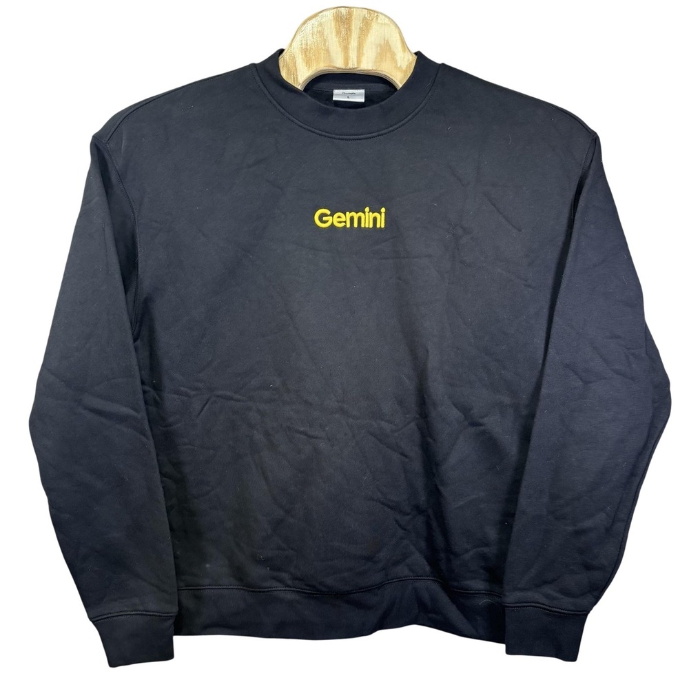 Google Sweatshirt Mens Large Black Gemini Banana Graphic Fleece Crewneck